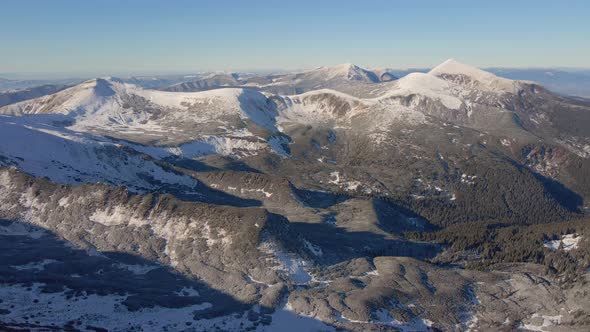 Aerial View of Winter Mountains
