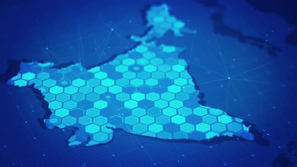 Digital Hexagons In India Map alt