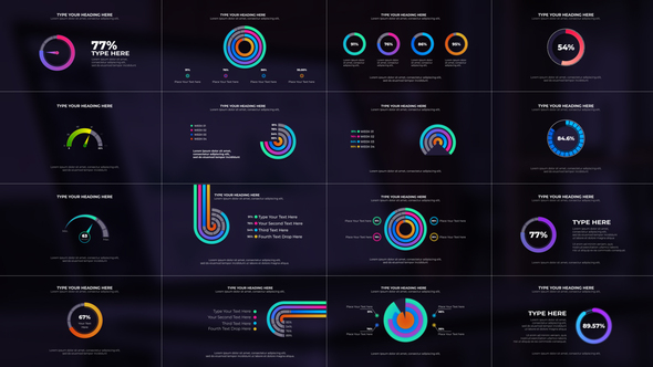 GRADIENT ROUND CHART Infographics template preview