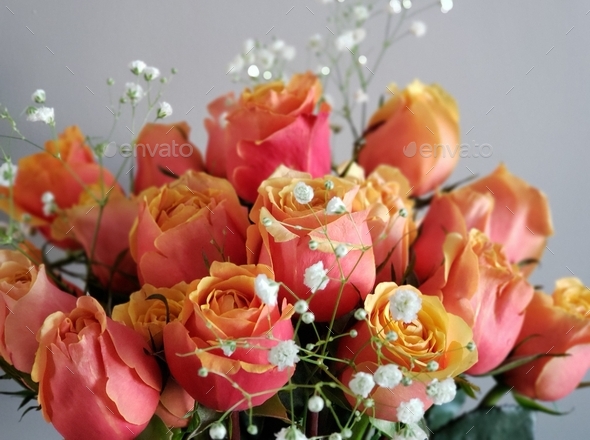 Beautiful tea roses bouquet background