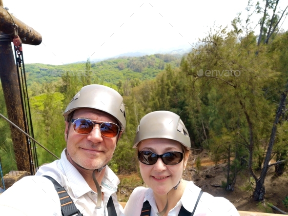 Couple selfie, outdoor activities, adventure  - Stock Photo - Images