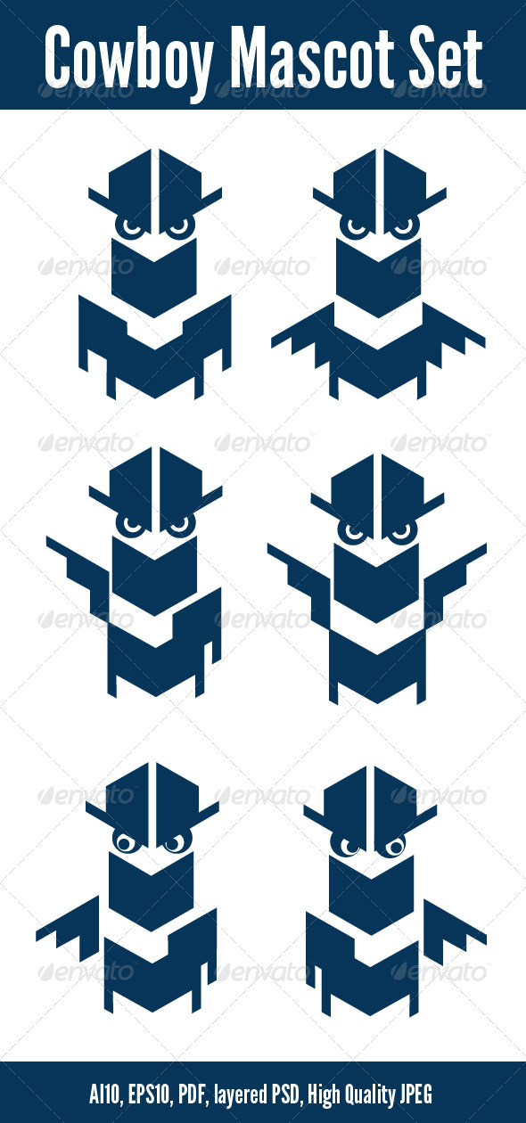 Cowboy Mascot Set - Characters Vectors