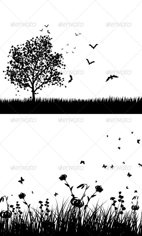 Set of Meadow - Flowers & Plants Nature