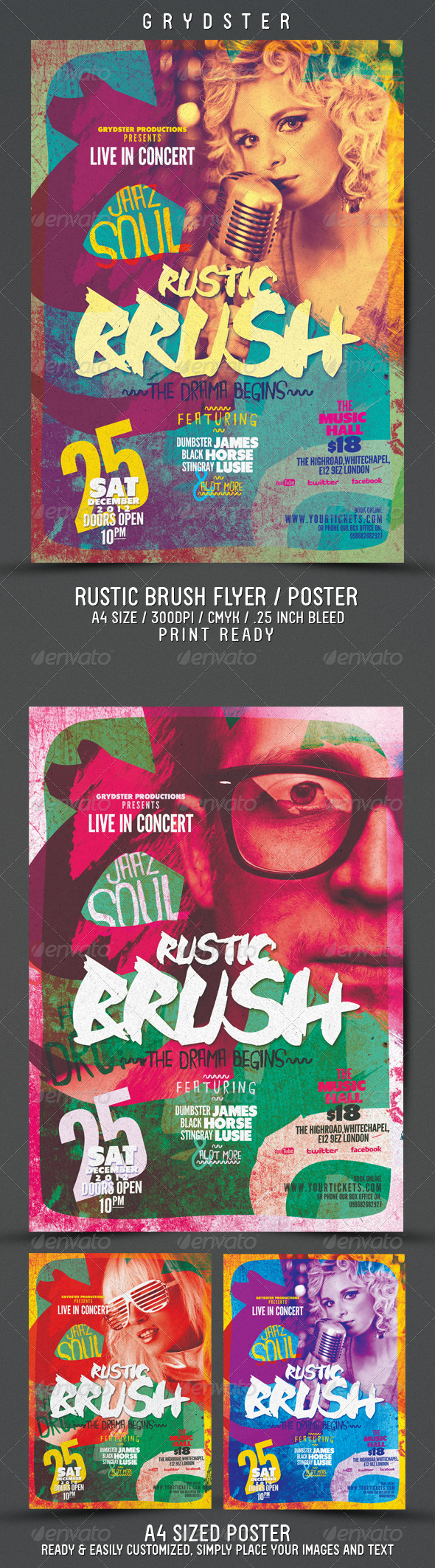 Rustic Brush Poster / Flyer - Concerts Events