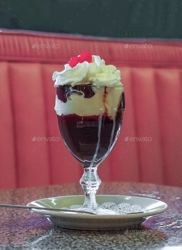 Hot fudge sundae with a cherry on top