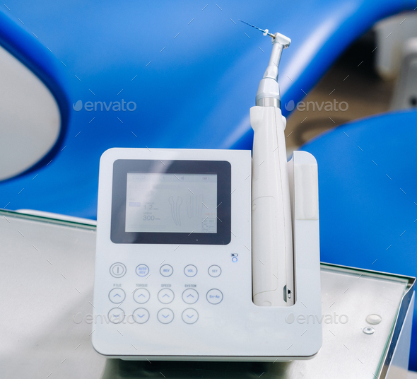 dental equipment in the dentist\'s office for root canal treatment. Close-up, endomotor