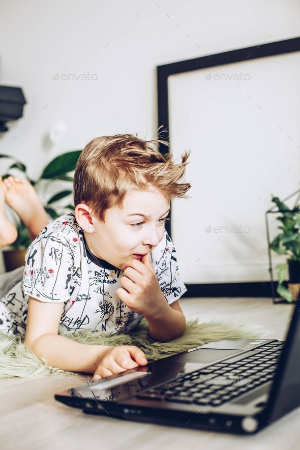 Boy with PC - Stock Photo - Images