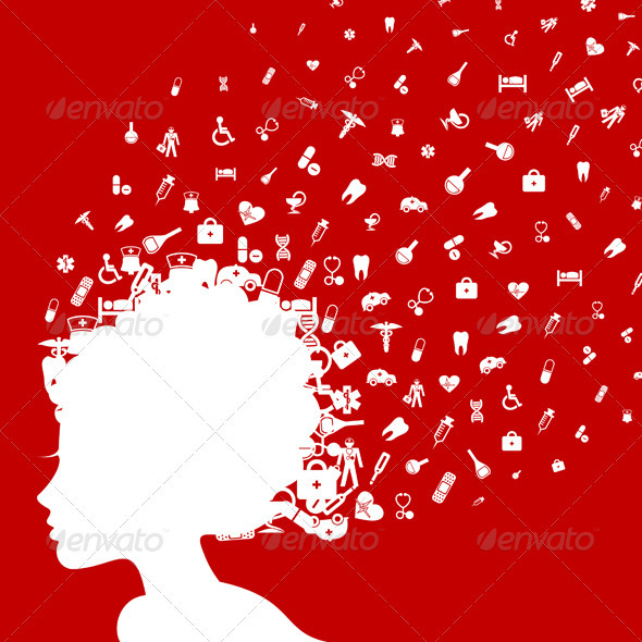Girl's Head and Medicine - People Characters