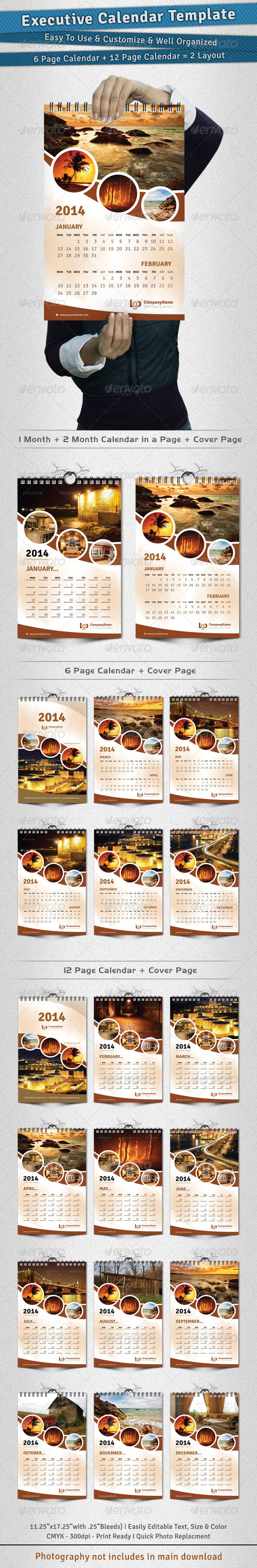 Executive Calendar Template 2014 - Calendars Stationery