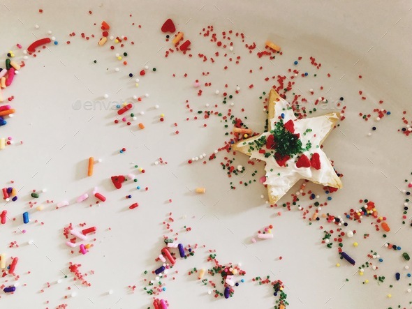Christmas star sugar cookie  - Stock Photo - Images
