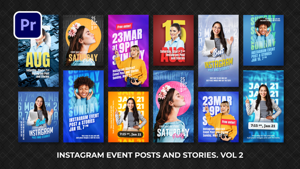 Instagram Event Posts and Stories. Vol 2 | Premiere Pro, Premiere Pro ...