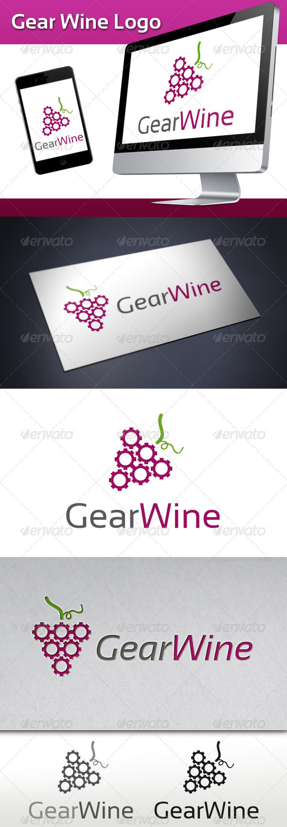 Gear Wine Logo - Objects Logo Templates