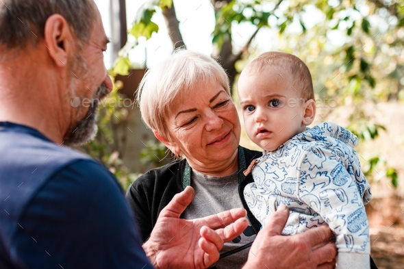 grandparents and grandchildren. concept of a happy old age