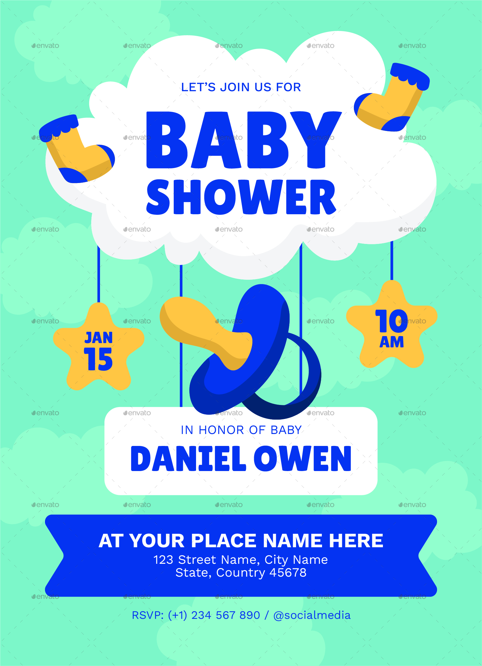 Baby Shower Invitation, Print Templates | GraphicRiver