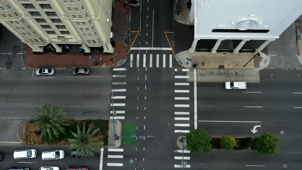 Downtown Poydras Street Aerial Drone Traffic Transportation Commute New Orleans alt