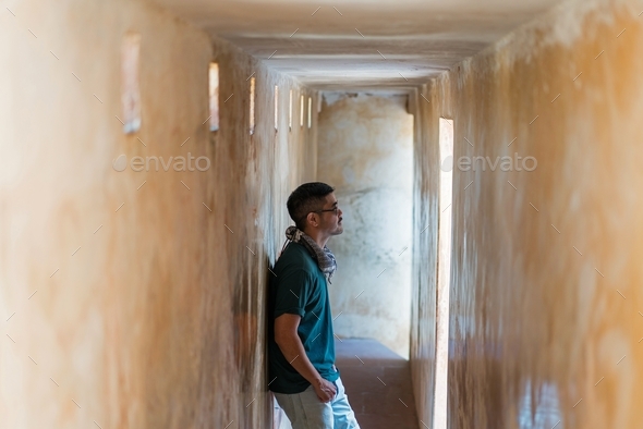 Tourist traveler in hallway - Stock Photo - Images