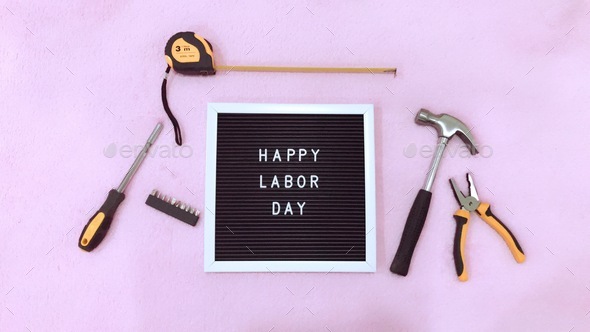 Happy Labor Day on pink background 27