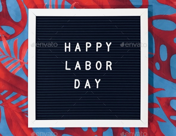 Happy Labor Day sign on red and blue background 69 - Stock Photo - Images