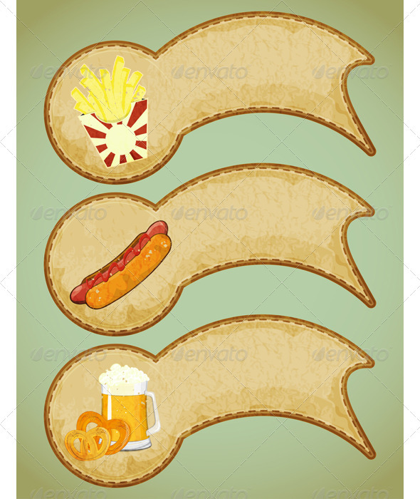 Fast Food Labels in Retro Style - Food Objects