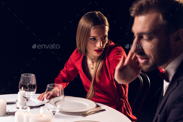 girlfriend slaping her boyfriend during romantic date in restaurant ...