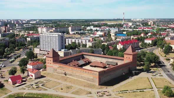 Bird's-eye View of the Medieval Lida Castle in Lida. Belarus. Castles of Europe alt