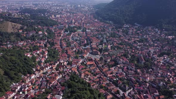 High Altitude Aerial Drone View Footage of the Brasov Romania