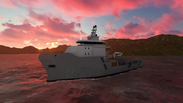 The oil ship is sailing in the afternoon