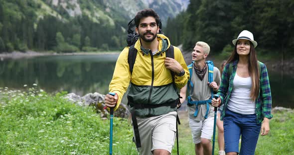 Trek Hiking Destination Sport Experience Friends Lifestyle Concept