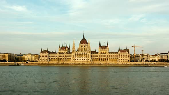 Budapest - Parliament at Sunset - Time Lapse. Day To Night. Hungary