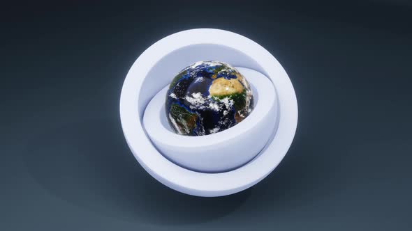 A rotating earth contained by spinning spheres