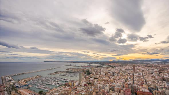 Alicante Castillo Santa Barbara Day To Night Sunset Timelapse 4K alt