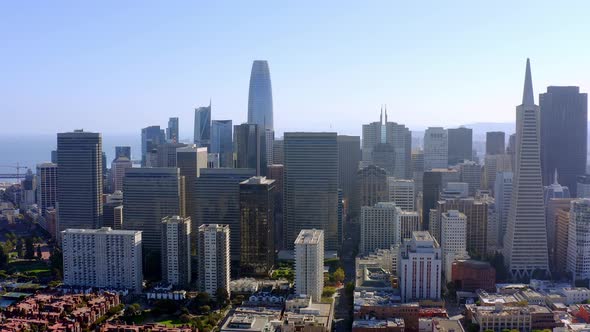 Aerial: Scenic downtown and cityscape, drone view alt