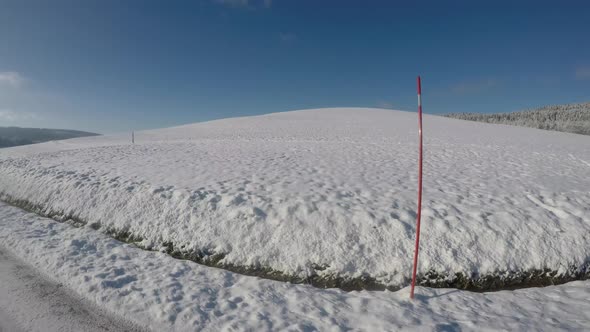 Car ride on the roads of Lake Saint-point in the Jura in the Doubs in France alt