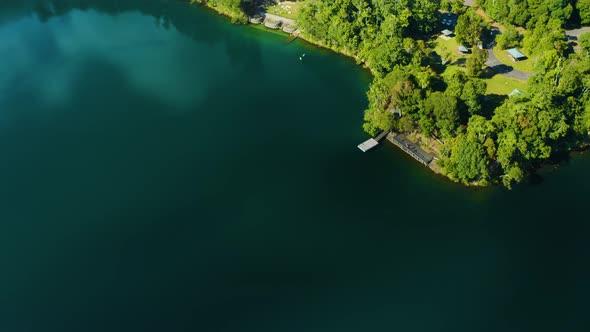 Aerial, Beautiful View On Lake Eacham In Tablelands In Queensland, Australia