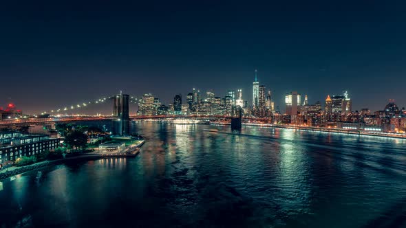 New York City , USA - Lower Manhattan at Night
