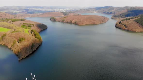 Flight Over Lake at Spring