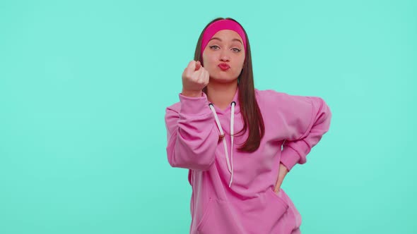 Angry Aggressive Teenager Girl Showing Fig Refusal Gesture you Dont Get It Anyway Body Language alt