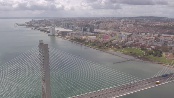 Aerial of Ponte Vasco da Gama in Lisbon