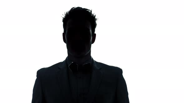 Well-Dressed Young Man with a Classic Bow Tie in Silhouette