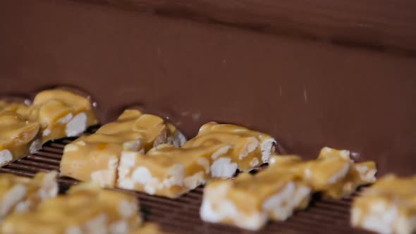 Nougat with Nuts and Chocolate in the Factory