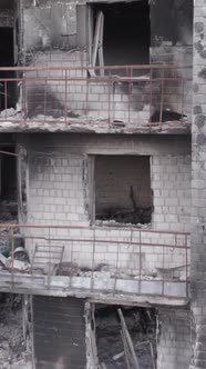 Vertical Video of a House Destroyed By the War in Ukraine alt