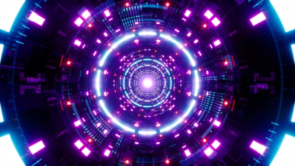 Cyber Red Lamp Tunnel with Flickering Neon Dot Lights alt