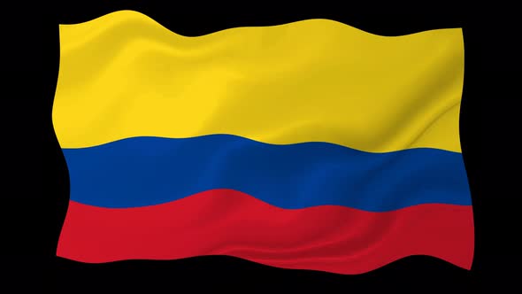 Colombia Flag Waving Animated Black Background