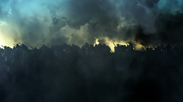 Full Armed Knights Going To A Battlefield alt