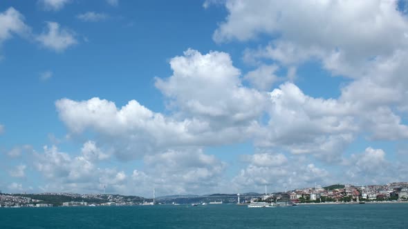The Bosphorus Bridge and The Istanbul Bosphorus in A Beautiful Cloudy Day