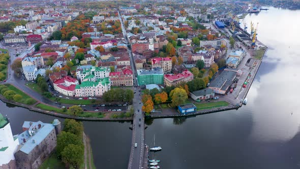 Aerial View on European City, Viborg