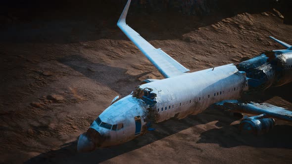 Abandoned Crushed Plane in Desert alt