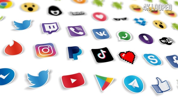 30 Backgrounds of Social Media Icons and Services - Loop 