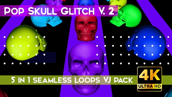 Skull Pop Glitch V.2 VJ Loops