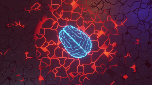 3D rendered animation, a brain on a circuit board alt